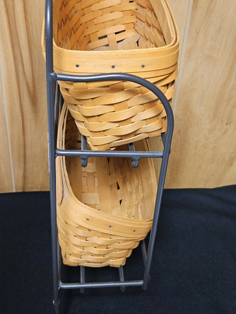 Longaberger Wrought Iron Envelope Basket Wall 2 Shelf Rack 3 Hooks Hanging